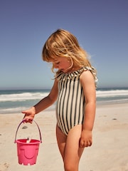 Negro/rayas blancas - Frill Neck Swimsuit (3mths-7yrs) - Imagen 3 de 11