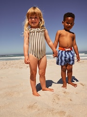 Negro/rayas blancas - Frill Neck Swimsuit (3mths-7yrs) - Imagen 4 de 11