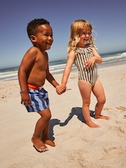 Negro/rayas blancas - Frill Neck Swimsuit (3mths-7yrs) - Imagen 5 de 11