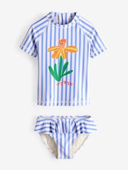 Blue/White Stripe Sunsafe Rash Vest Set (3mths-7yrs) - Image 4 of 8