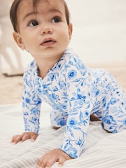 Blue Floral Baby Sunsafe Swimsuit (0mths-3yrs) - Image 3 of 7