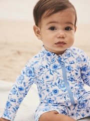 Blue Floral Baby Sunsafe Swimsuit (0mths-3yrs) - Image 4 of 7