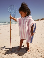 Blue/Pink Reversible Towelling 100% Cotton Poncho (9mths-10yrs) - Image 1 of 9