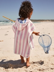 Blue/Pink Reversible Towelling 100% Cotton Poncho (9mths-10yrs) - Image 2 of 9