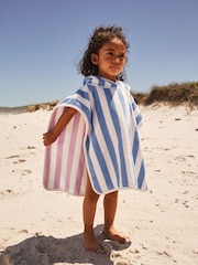 Blue/Pink Reversible Towelling 100% Cotton Poncho (9mths-10yrs) - Image 3 of 9