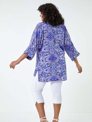 Roman Purple Printed Pleat Front Top - Image 3 of 5
