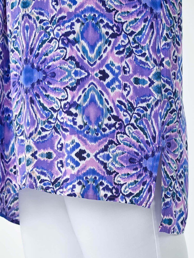 Roman Purple Printed Pleat Front Top - Image 5 of 5