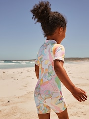 Multi Pastel Butterfly Frill Sleeve Sunsafe Swimsuit (3mths-10yrs) - Image 3 of 9