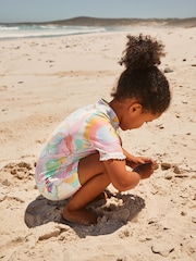 Multi Pastel Butterfly Frill Sleeve Sunsafe Swimsuit (3mths-10yrs) - Image 4 of 9