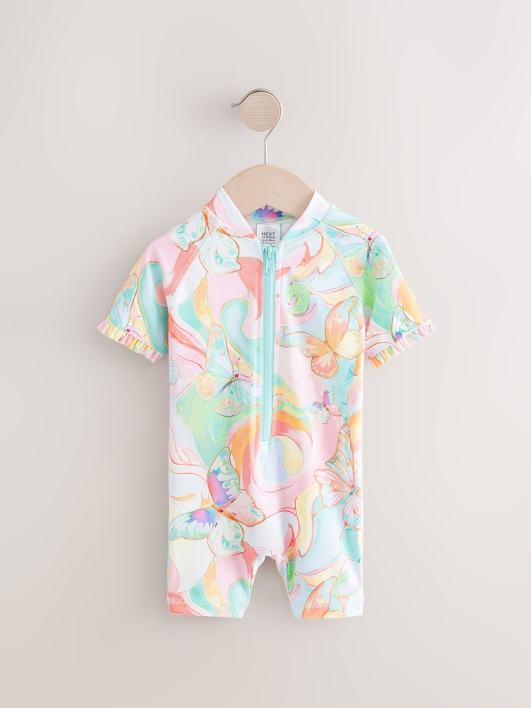 Papillon pastel multicolore - Maillot de bain Sunsafe à manches volantées (3mths-10yrs) - Image 6 of 9