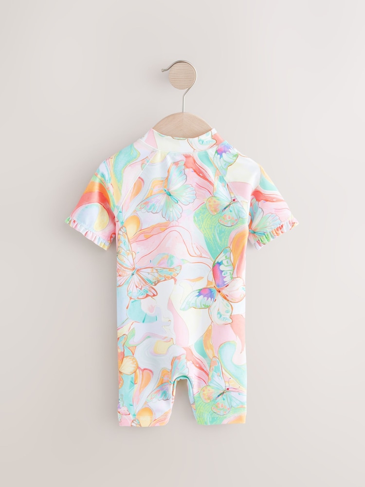 Papillon pastel multicolore - Maillot de bain Sunsafe à manches volantées (3mths-10yrs) - Image 7 of 9
