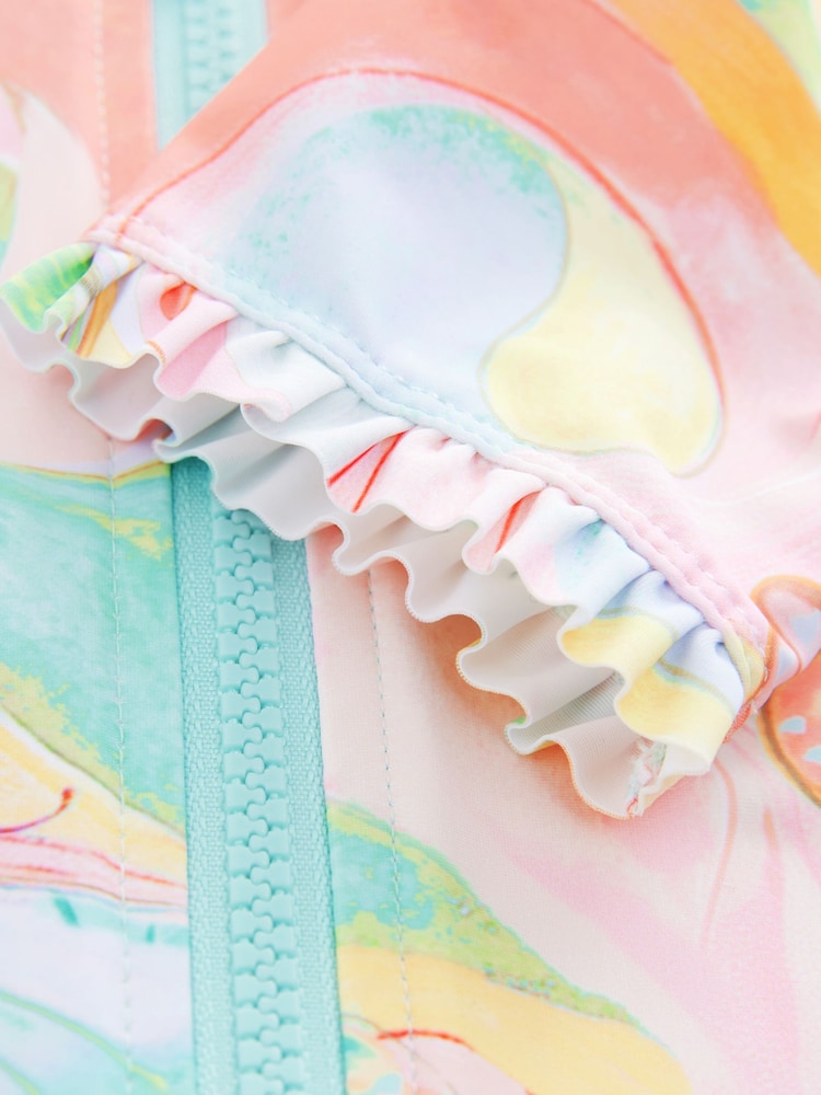 Multi Pastel Butterfly Frill Sleeve Sunsafe Swimsuit (3mths-10yrs) - Image 9 of 9