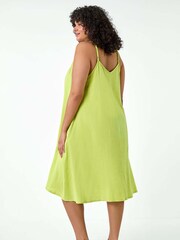 Roman Green Strappy 100% Cotton Pocket Dress - Image 3 of 5