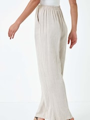 Dusk Natural Elasticated Linen Blend Tailored Trousers - Image 3 of 5