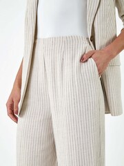 Dusk Natural Elasticated Linen Blend Tailored Trousers - Image 5 of 5