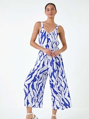 Dusk Blue Animal Print Belted Jumpsuit - Image 2 of 5