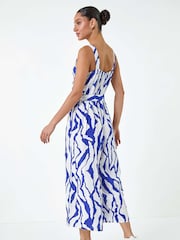 Dusk Blue Animal Print Belted Jumpsuit - Image 3 of 5