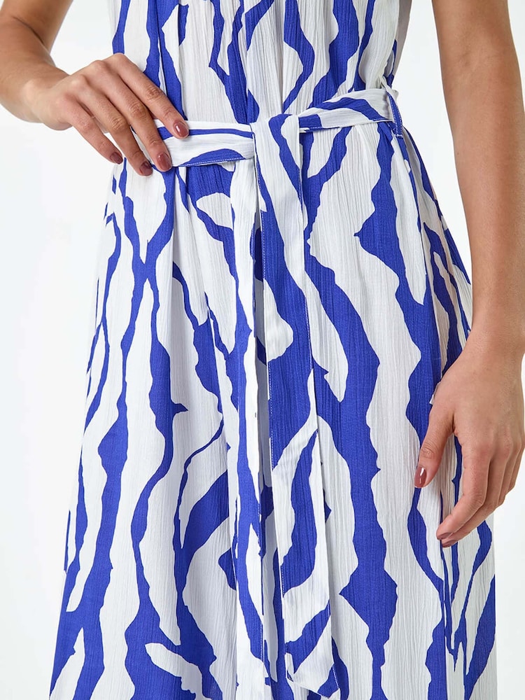 Dusk Blue Animal Print Belted Jumpsuit - Image 5 of 5