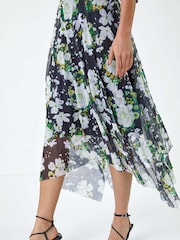Dusk Green Abstract Stretch Mesh Hanky Hem Wrap Dress - Image 5 of 5