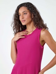 Dusk Pink Asymmetric Sleeveless Stretch Midi Dress - Image 5 of 5