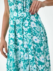 Dusk Blue Floral Print Belted Jumpsuit - Image 5 of 5