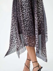 Dusk Black Animal Stretch Mesh Hanky Hem Wrap Dress - Image 4 of 5
