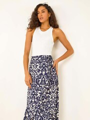Dusk Blue Frill Abstract Print Wrap Skirt - Image 1 of 5