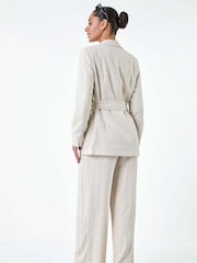 Dusk Natural Stripe Tie Belt Blazer - Image 3 of 5