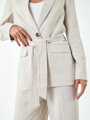 Dusk Natural Stripe Tie Belt Blazer - Image 5 of 5
