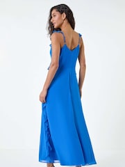 Dusk Blue Asymmetric Frill Detail Maxi Dress - Image 3 of 5