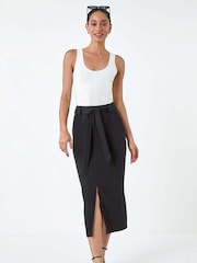 Dusk Black Belted A-Line Midi Skirt - Image 2 of 5