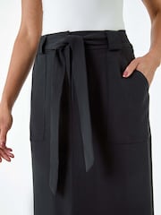 Dusk Black Belted A-Line Midi Skirt - Image 5 of 5