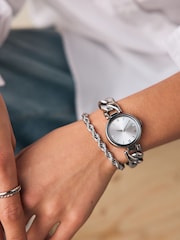Silver Chunky Chain Waterproof Bracelet Watch - Image 1 of 4