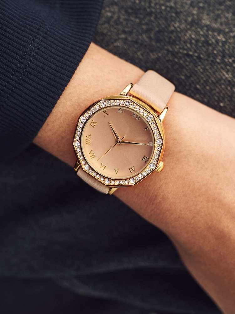 Mink/Pink Sparkle PU Watch - Image 1 of 5