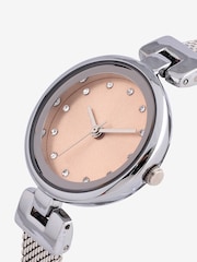 Silver Blush Pink Mesh Watch - Image 4 of 4