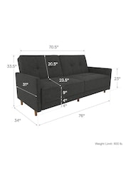 Dorel Home Grey Andora Linen Sprung Sofa Bed - Image 6 of 6