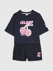 River Island Blue Island Era Cherry T-Shirt & Short Set - Image 3 of 4
