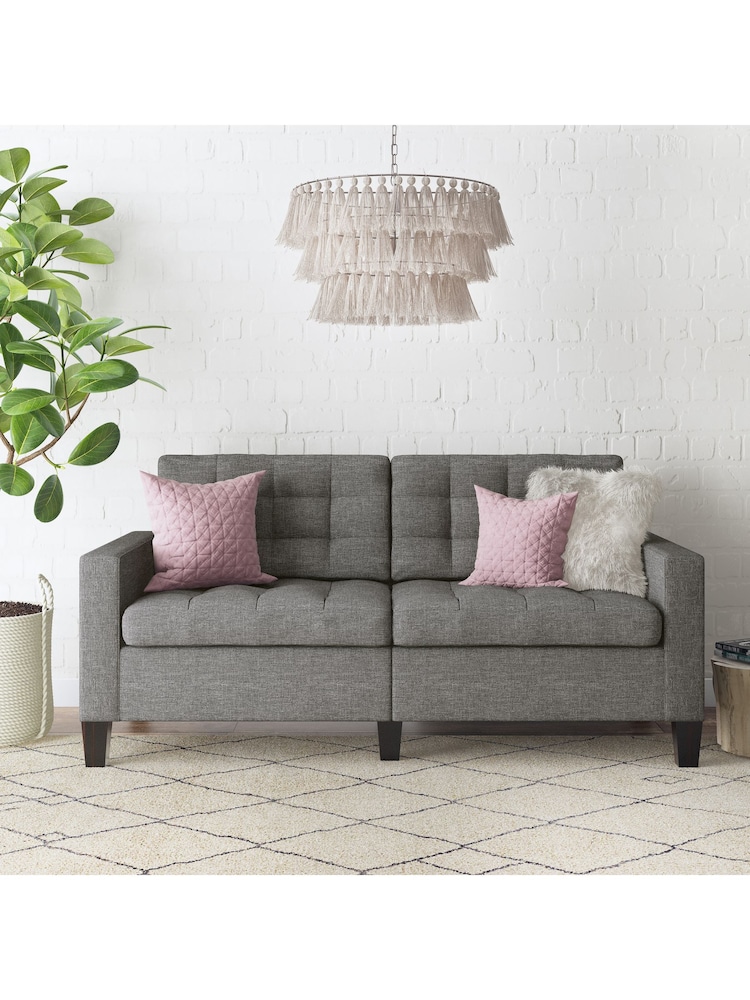 Dorel Home Grey Bowie Linen Large 2 Seater Sofa - Image 2 of 4