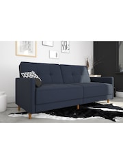Dorel Home Navy Blue Andora Linen Sprung Sofa Bed - Image 1 of 5