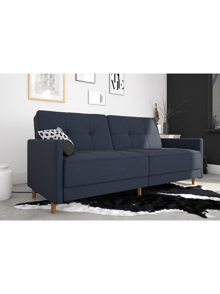 Dorel Home Navy Blue Andora Linen Sprung Sofa Bed - Image 1 of 5