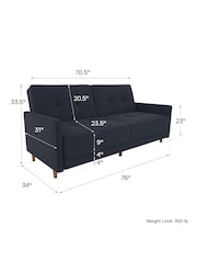 Dorel Home Navy Blue Andora Linen Sprung Sofa Bed - Image 5 of 5