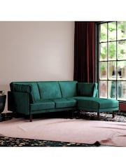Dorel Home Green Clair Velvet Sprung Seat Sectional Sofa Bed - Image 1 of 5