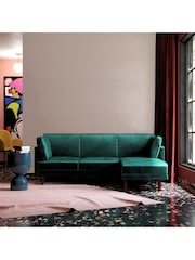 Dorel Home Green Clair Velvet Sprung Seat Sectional Sofa Bed - Image 2 of 5