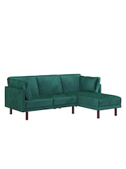 Dorel Home Green Clair Velvet Sprung Seat Sectional Sofa Bed - Image 3 of 5