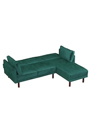 Dorel Home Green Clair Velvet Sprung Seat Sectional Sofa Bed - Image 4 of 5