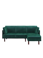 Dorel Home Green Clair Velvet Sprung Seat Sectional Sofa Bed - Image 5 of 5