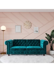 Dorel Home Teal Felix Velvet Chesterfield Sofa Bed - Image 2 of 6