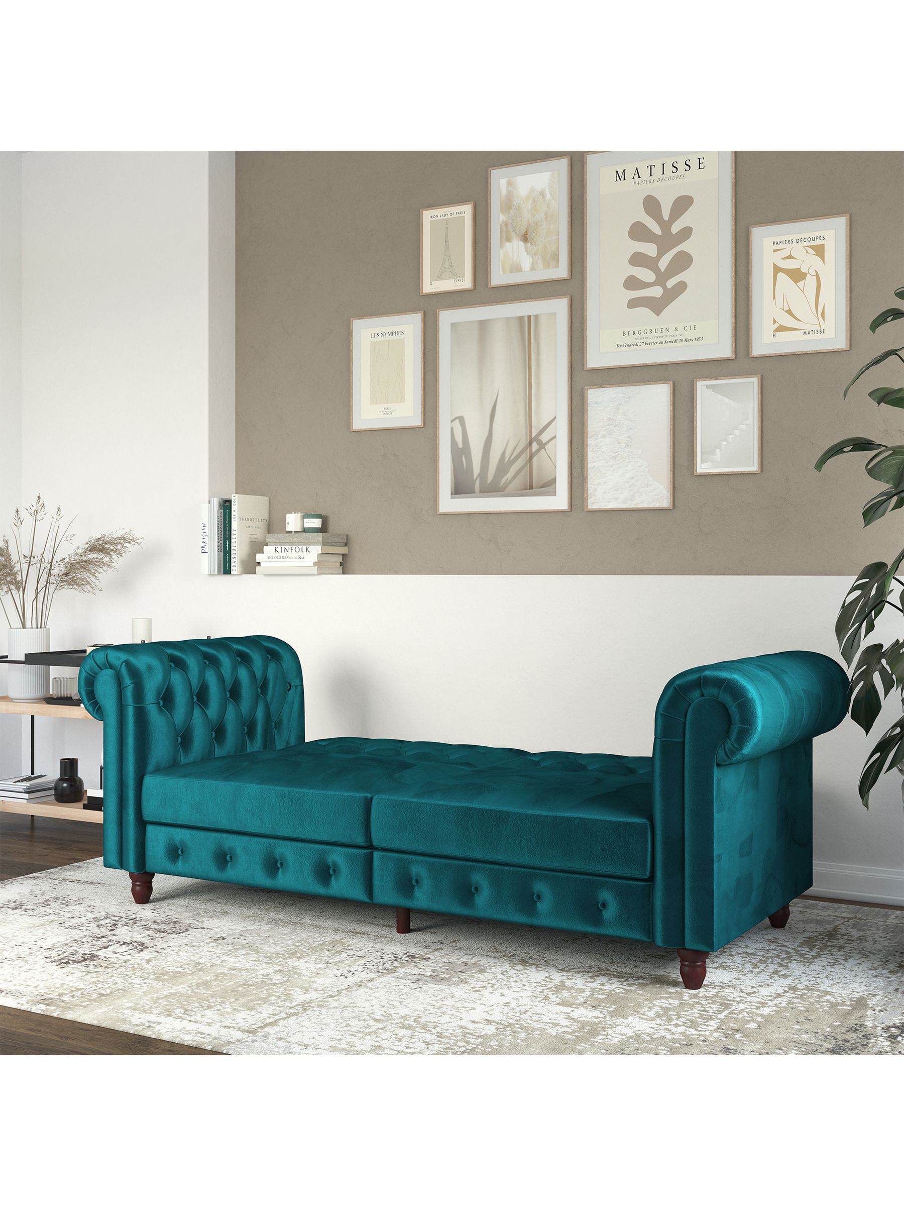 Buy Dorel Home Teal Felix Velvet Chesterfield Sofa Bed from the Next UK ...