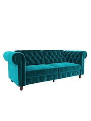 Dorel Home Teal Felix Velvet Chesterfield Sofa Bed - Image 4 of 6