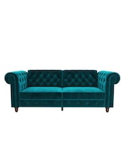 Dorel Home Teal Felix Velvet Chesterfield Sofa Bed - Image 5 of 6